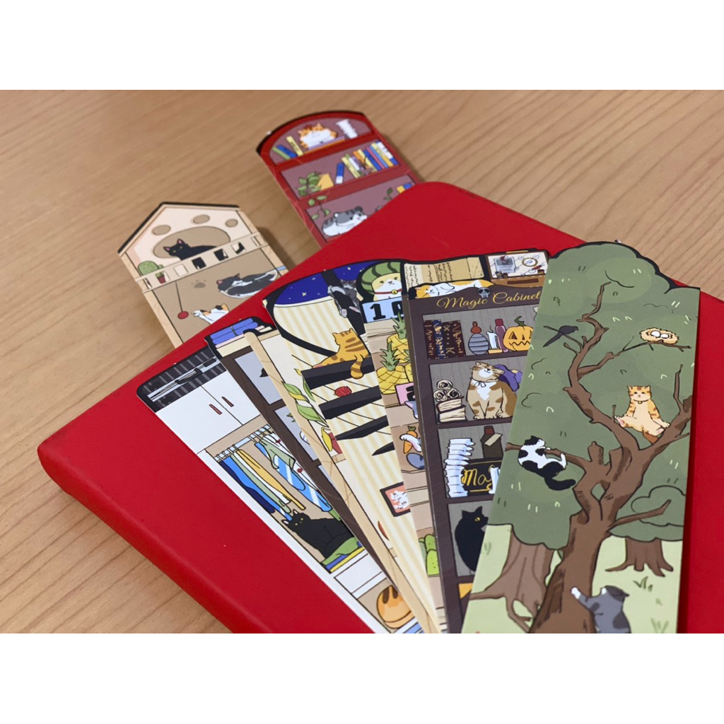 Paper bookmark / pembatas buku kucing ,pinguin  Pembatas buku bookmark