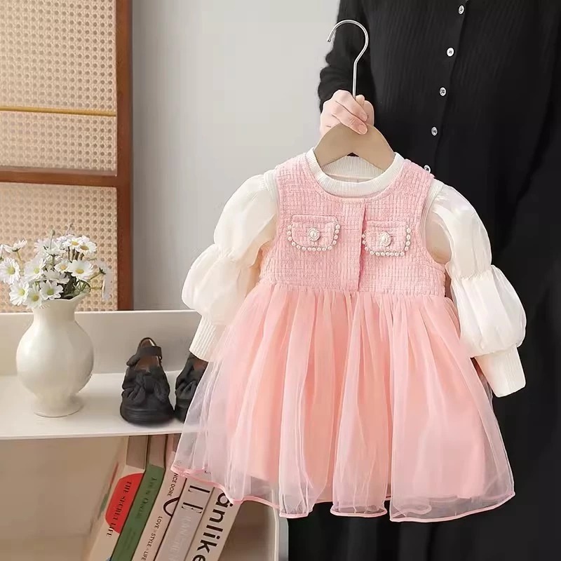 Dress Anak Perempuan Usia 1-4 Tahun | Fashion Korean Style Mode Dress 2in1 Lengan Panjang Balon Pita