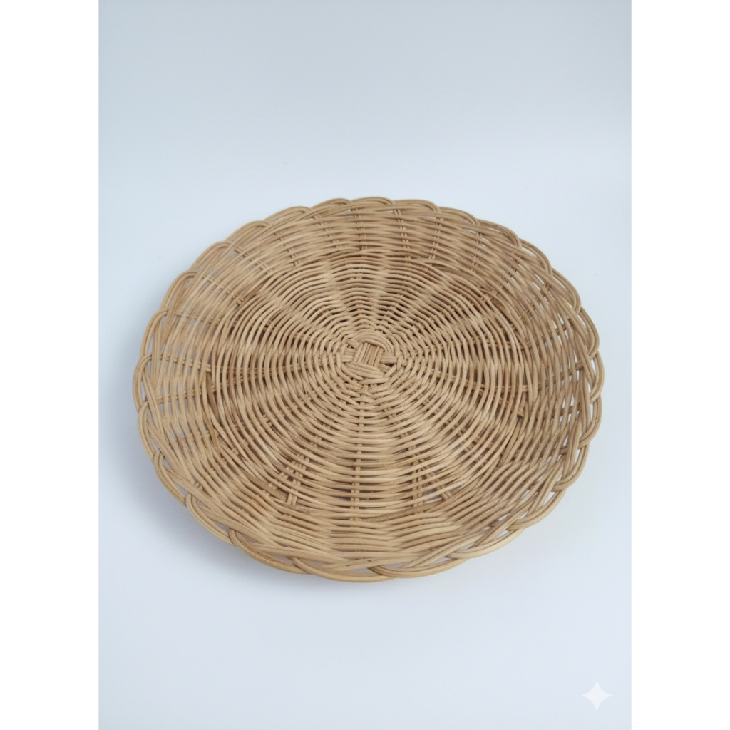 Piring Rotan Anyaman Handmade Ekonomis • Kerajinan Rotan Asli Natural • Dekorasi Meja Estetik