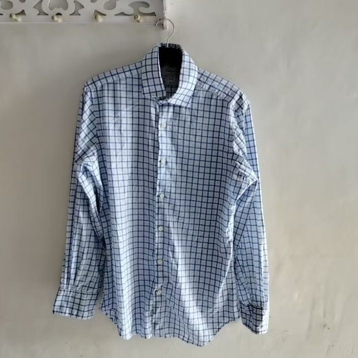 kemeja pria branded slim kotak TM LEWIN SIZE M