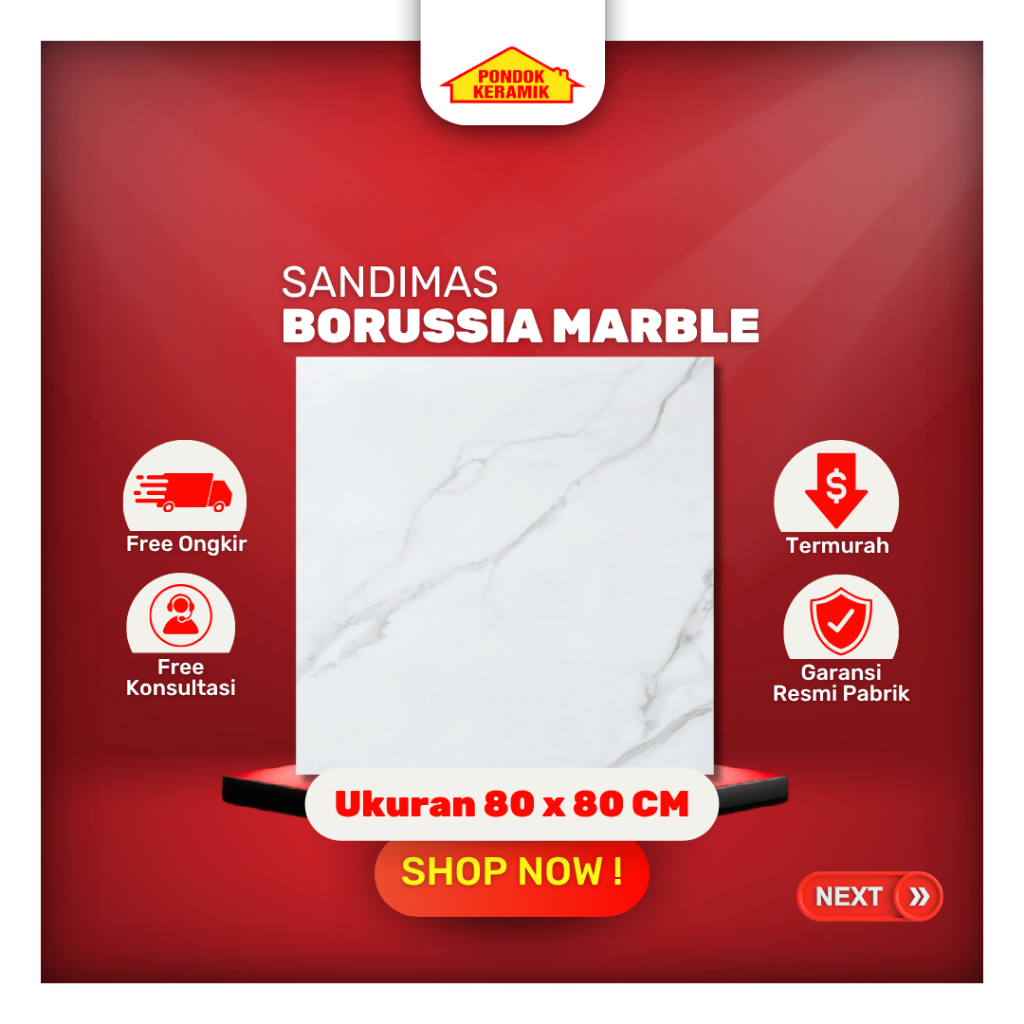 Granit Lantai Sandimas 80x80 Borussia Marble Glossy Marble Carara Abu Kilap