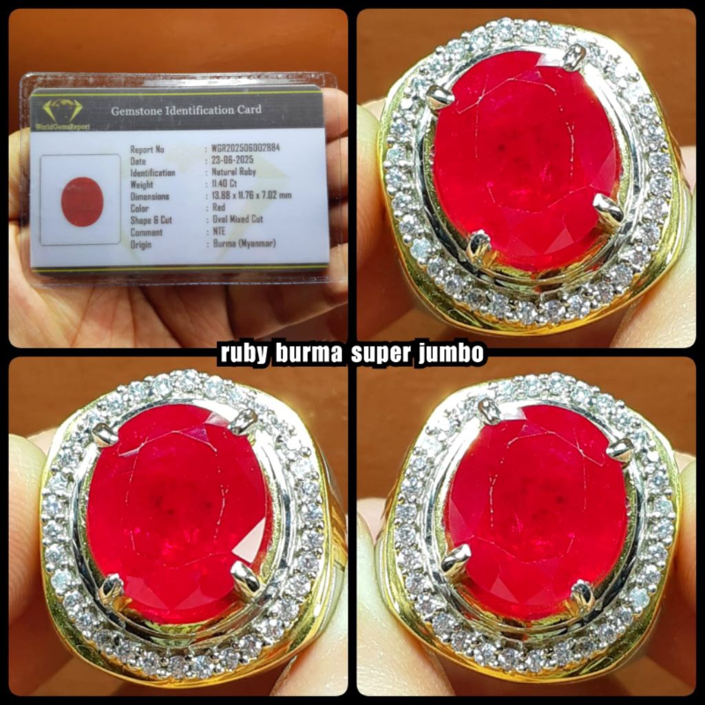 natural 100% ruby delima burma pigeon blod + memo lab