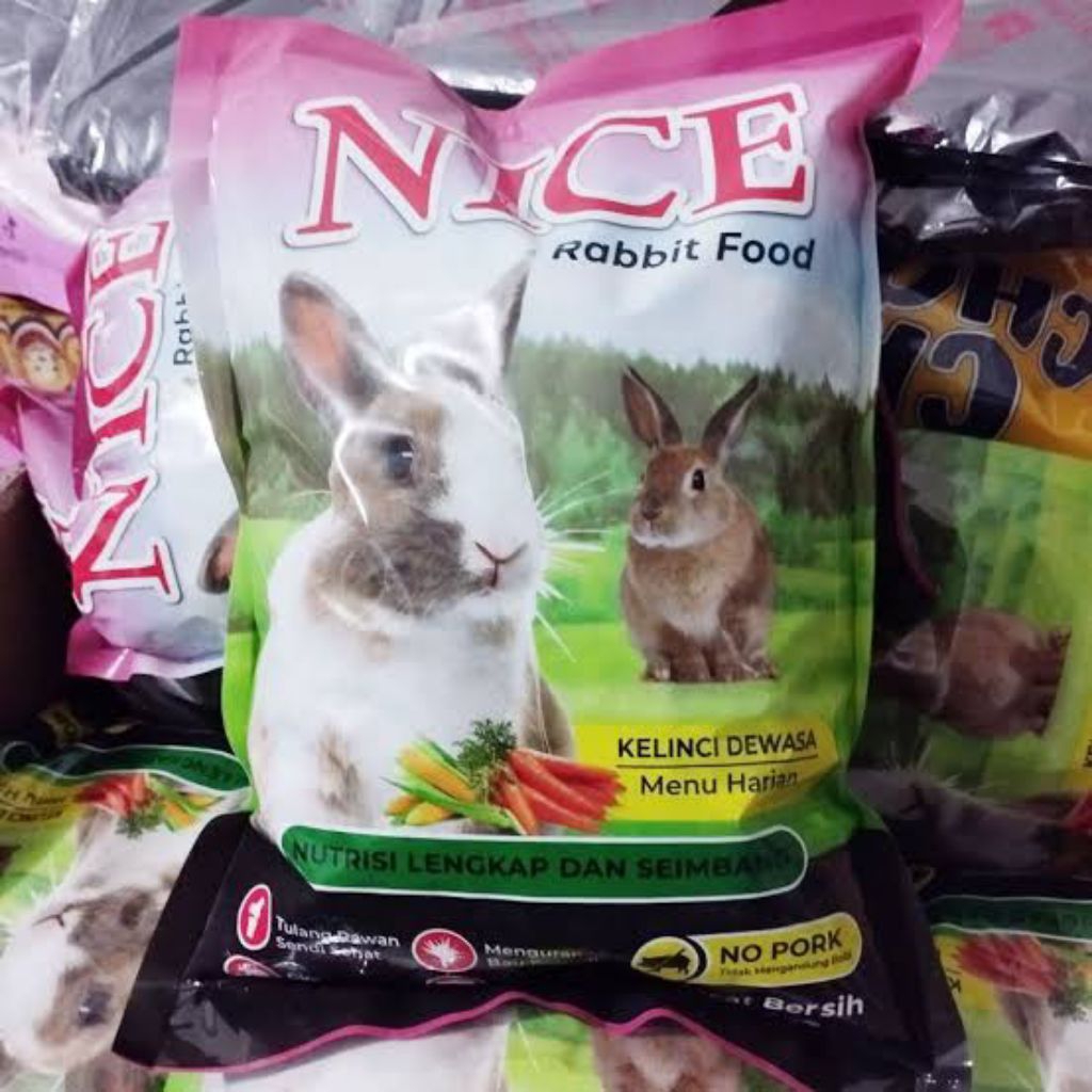 Nice Rabbit Pelet Kelinci - NICE RABBIT - Pakan Kelinci NICE 1 KG Repack
