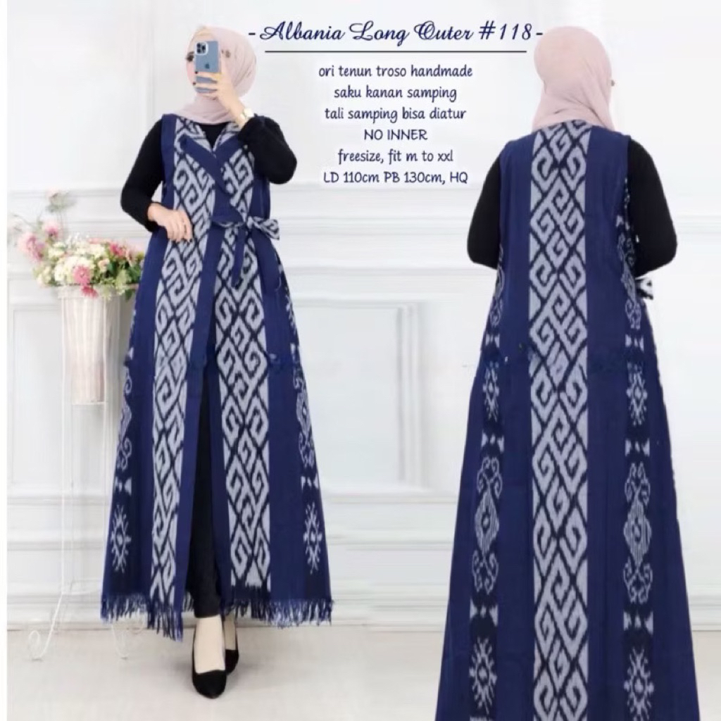 Sentosajaya_1 Outer Long - Albania Long Outer Tenun Etnik Wanita Jepara S-Xxl Elegant
