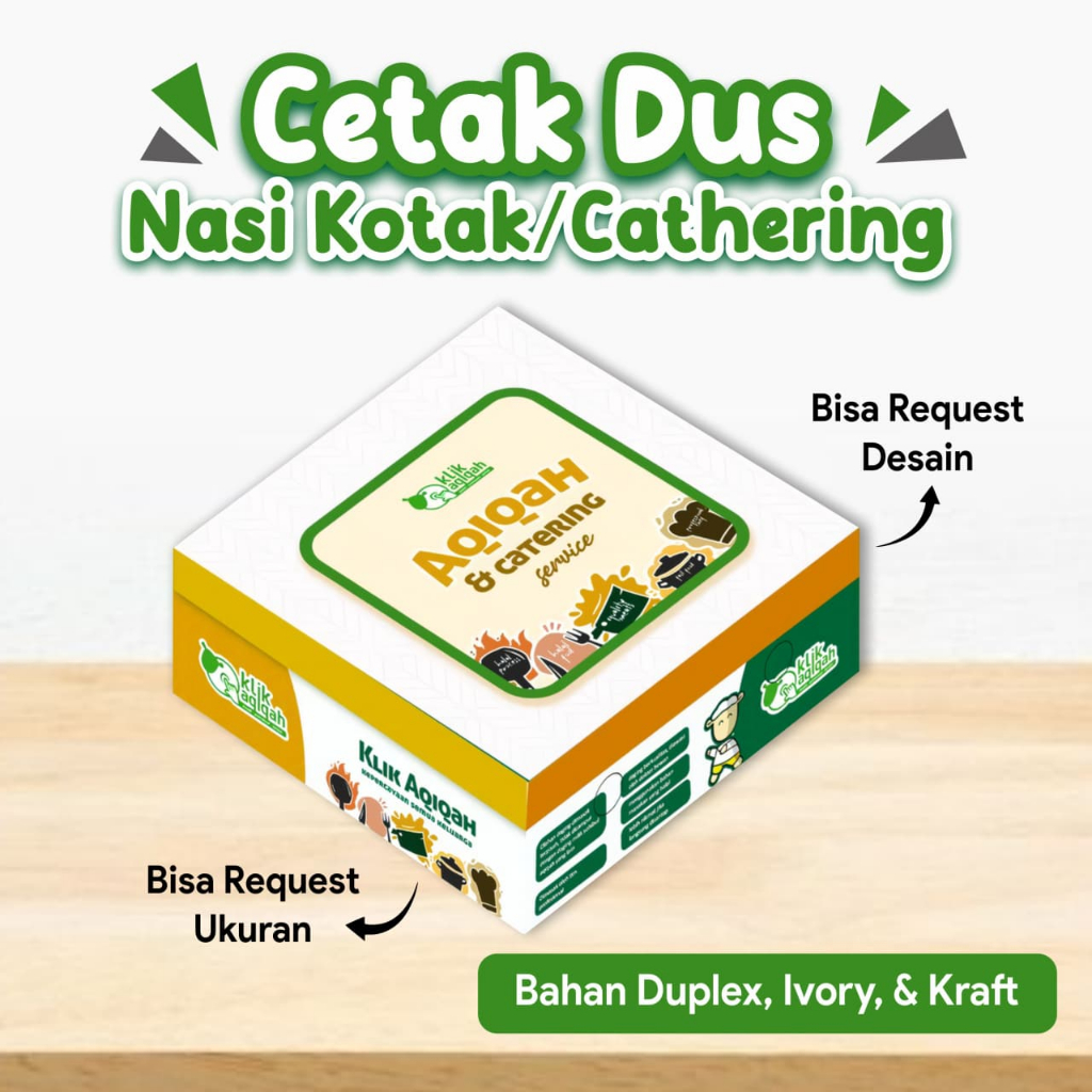 Box Makanan Nasi Kotak Custom Full Colour Duplex 250 | Cetak Dus Katering Motif Grosir
