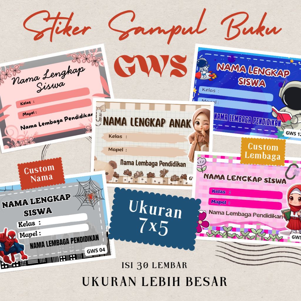 STIKER NAMA SAMPUL BUKU ISI BANYAK NAMA SEKOLAH NAMA PELAJARAN TEMPELAN BUKU