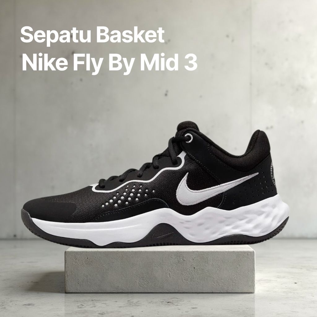 Sepatu Basket Nike Fly By Mid 3 Hitam Original 100%