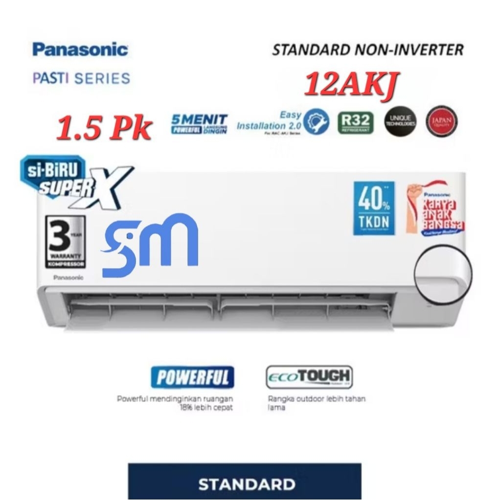 AC Panasonic 1.5 PK 12AKJ 12AKJ si biru Super X TKDN Eco Tough