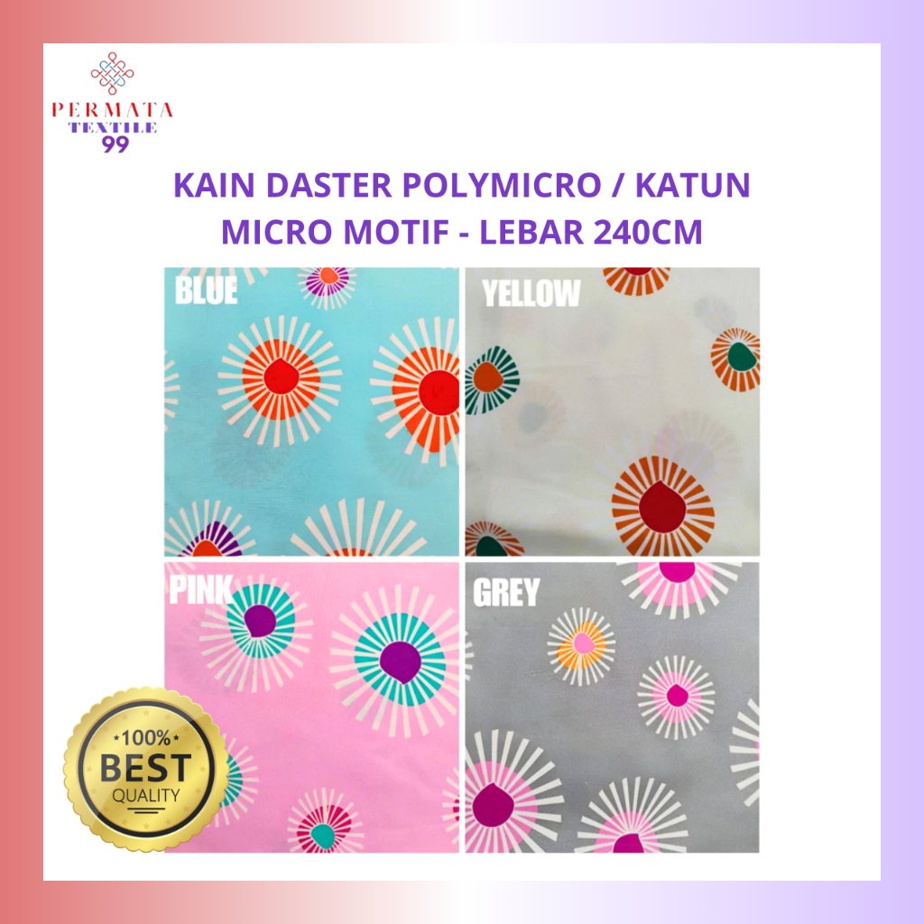Kain Daster Polymicro / Katun Micro Motif  Lembut dan adem lebar 240cm