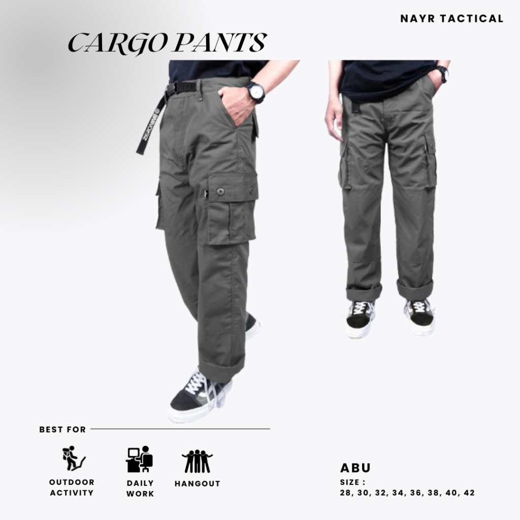 Celana Cargo Abu |ZERONINE Celana Cargo pants | ZERONINE Celana Pria Cargo | ZERONINE Celana Regular