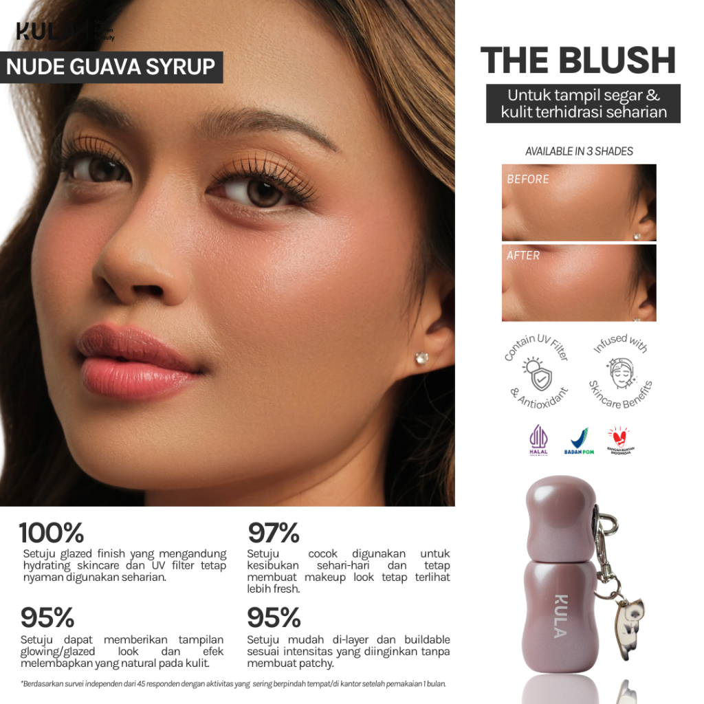 KULA - The Blush Shade Nude Guava Syrup | Blush On Liquid Blush Ringan Mudah Diratakan Tahan Lama Cr