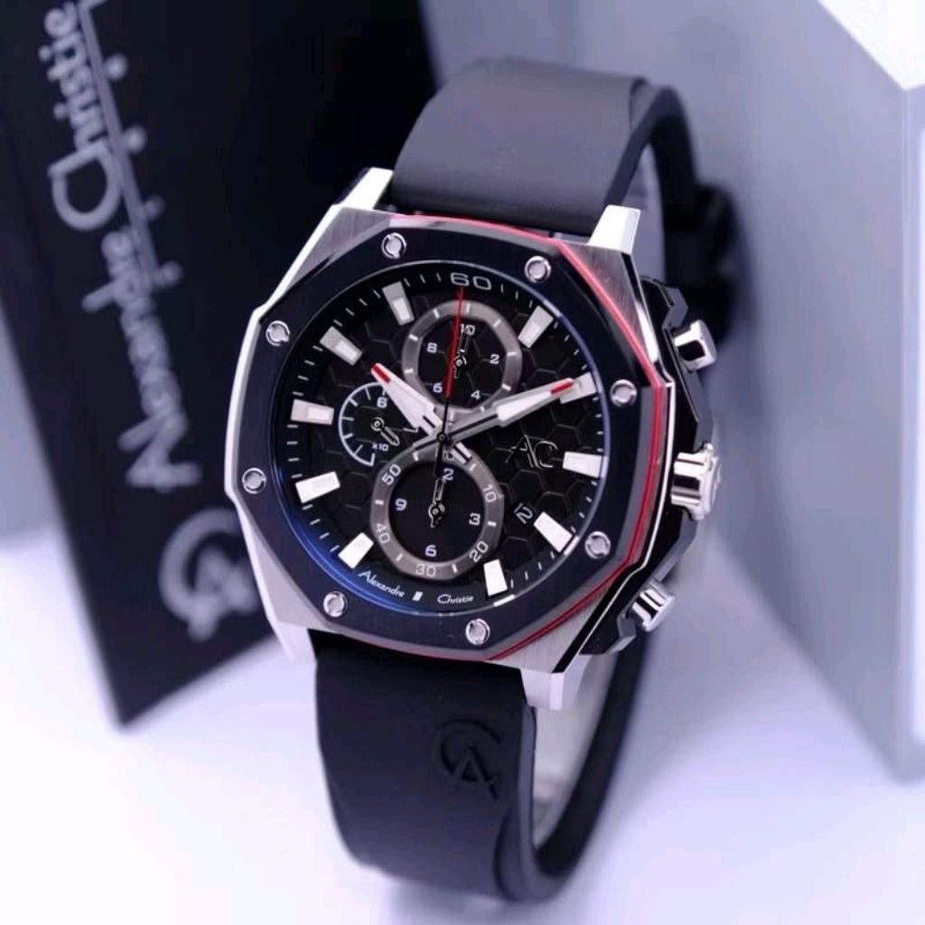 Jam Tangan Pria Alexandre Christie Collection AC 9601 GC Rubber Original