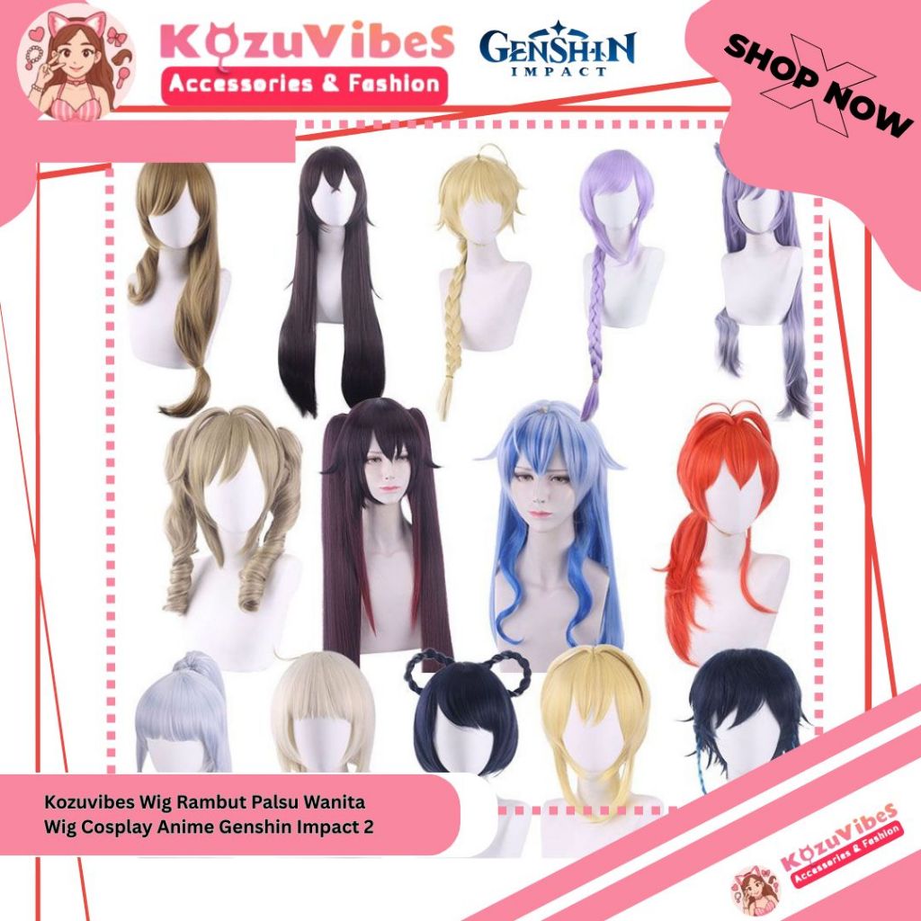 Kozuvibes Wig Rambut Palsu Wanita Wig Cosplay Anime Genshin Impact 2