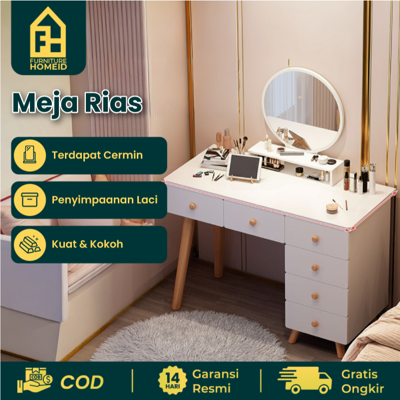 FURNITURE - Meja Rias - Meja Kamar Aesthetic - Meja Make Up - Meja Minimalis Multifungsi Modern