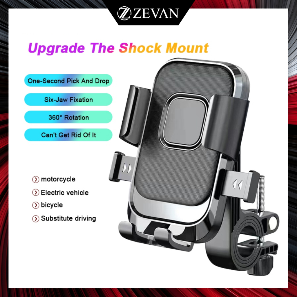 ZEVAN Holder HP Sepeda Motor  360 Derajat Anti Getar Stang Dudukan Ponsel Universal