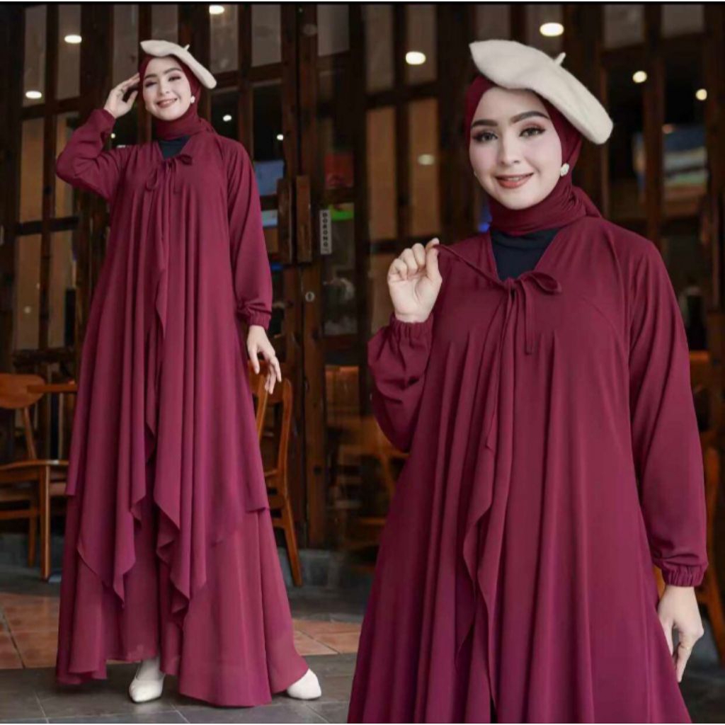 setelan kalong lengan panjang terbaru+celana kulot payung gamis wanita terbaru