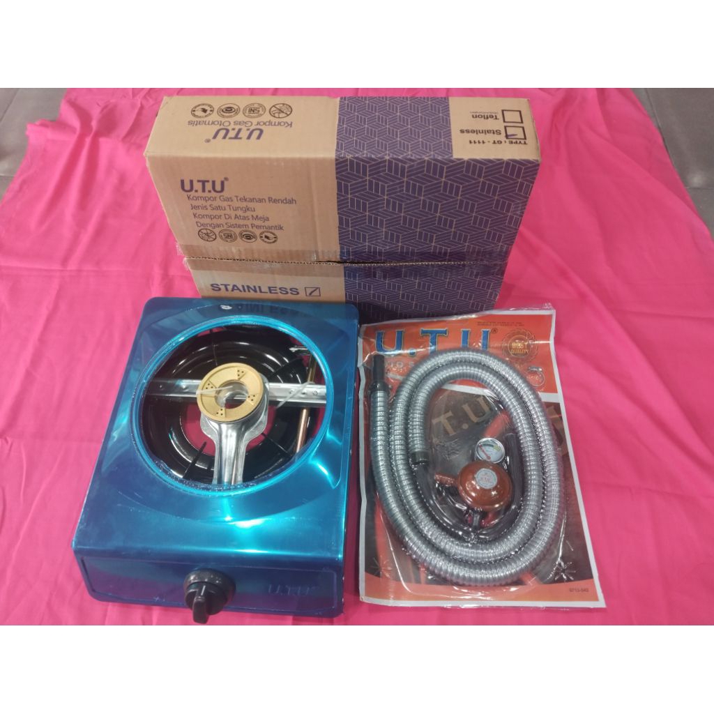 PAKET KOMPLIT, KOMPOR GAS 1 TUNGKU STAINLESS UTU