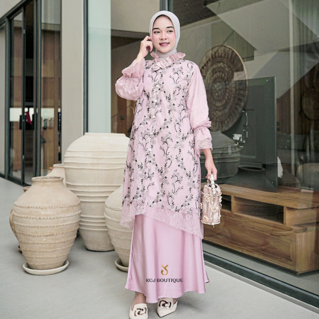 KCJ - DANIA Tunik Tile Garden Kombinasi Brukat Mewah