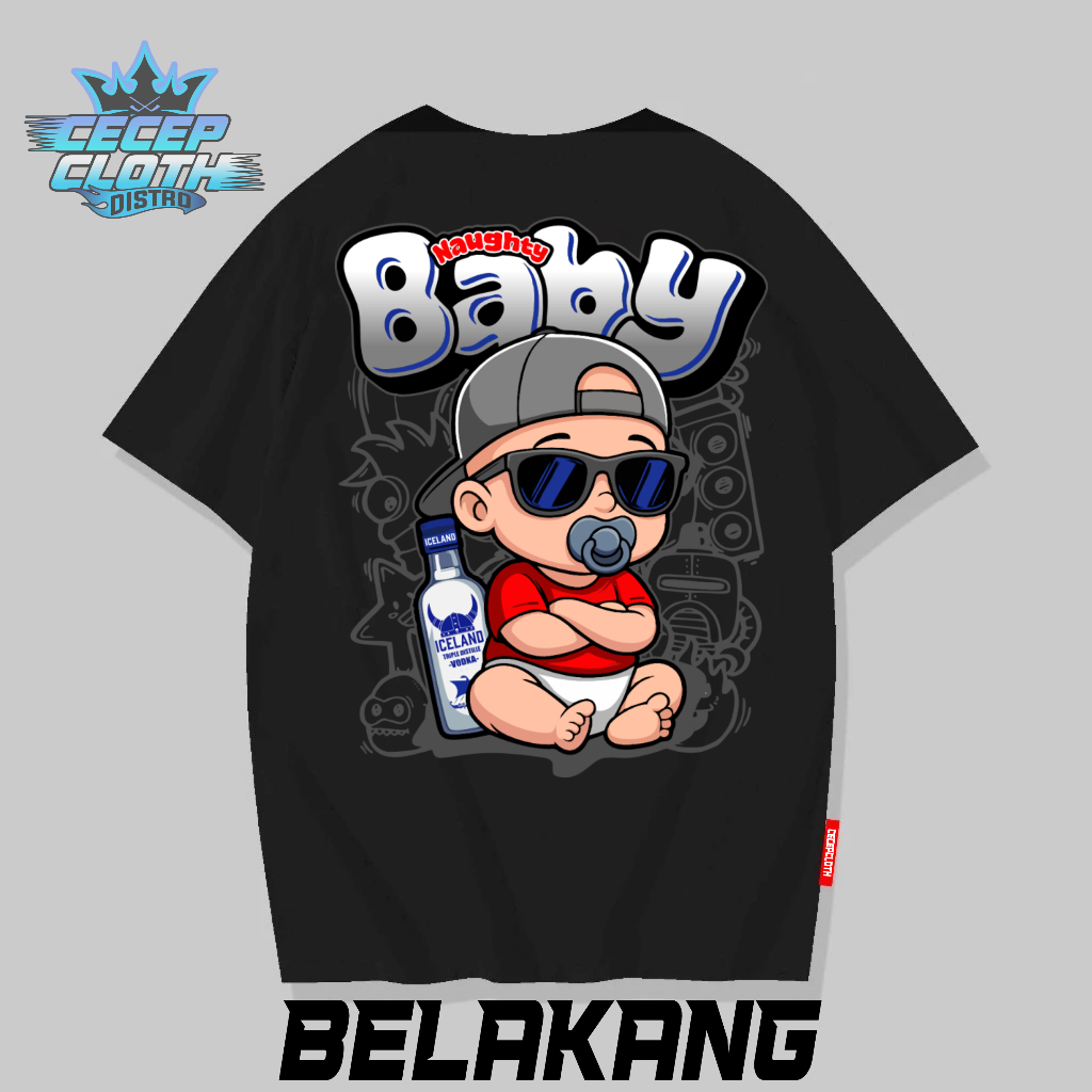 Kaos Iceland Vodka Baby Naughty / Baju Distro Iceland Vodka / Pakaian Pria Dan Wanita / Atasa
