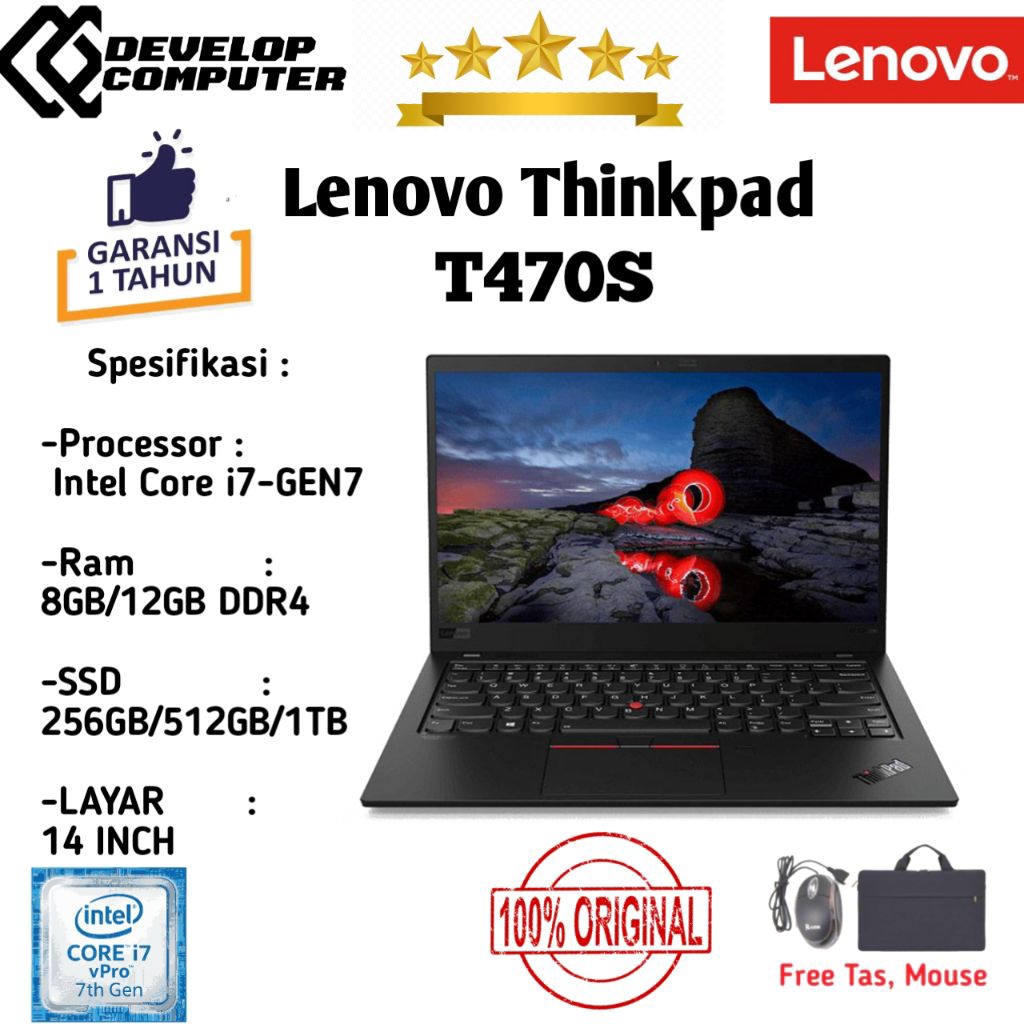 laptop lenovo T460s/T470s intel Core i5/i7 Ram 20GB Mulus BERGARANSI 1 TAHUN