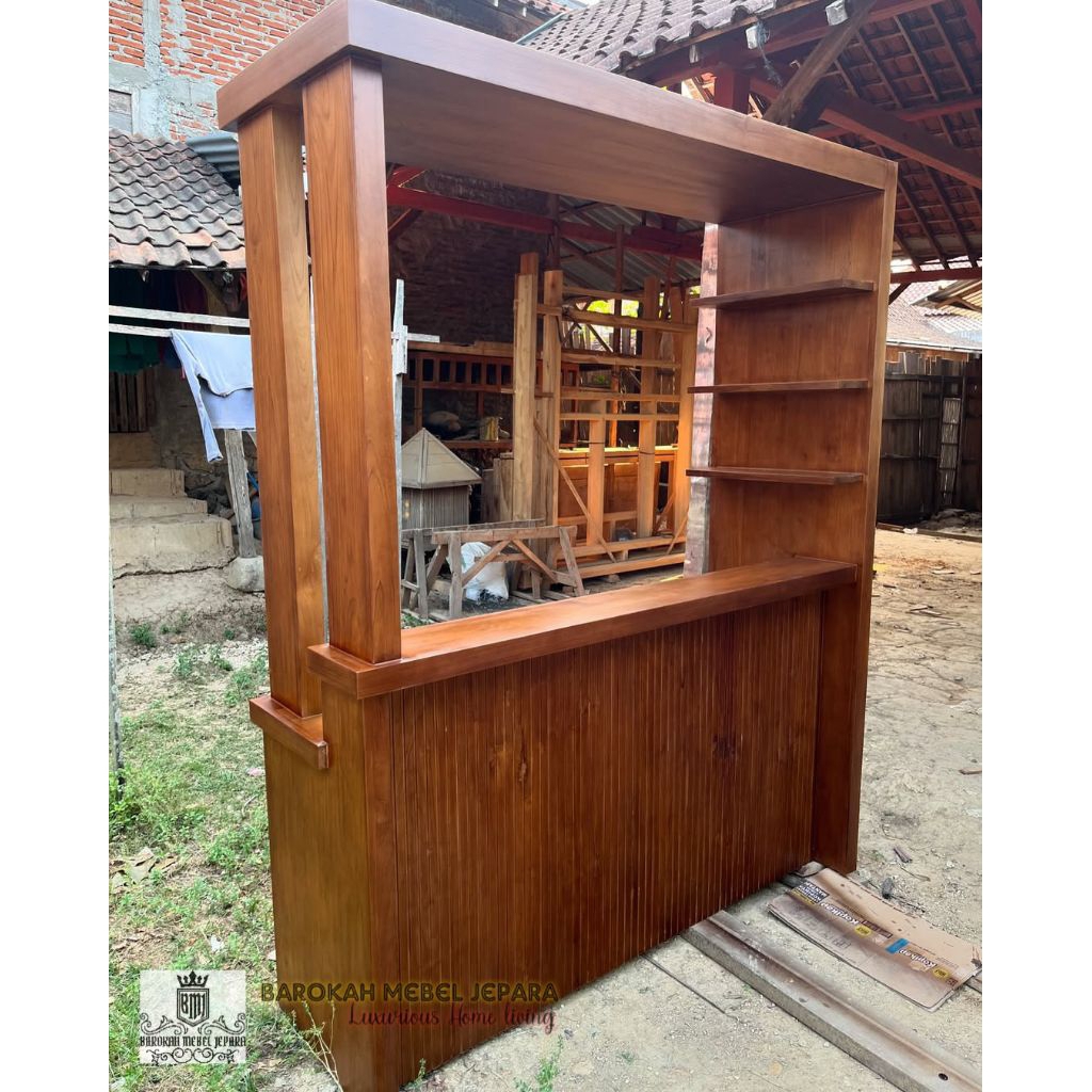 minibar jati minimalis modern terbaru kayu jati perhutani , kitchenset jati minimalis , interior dap