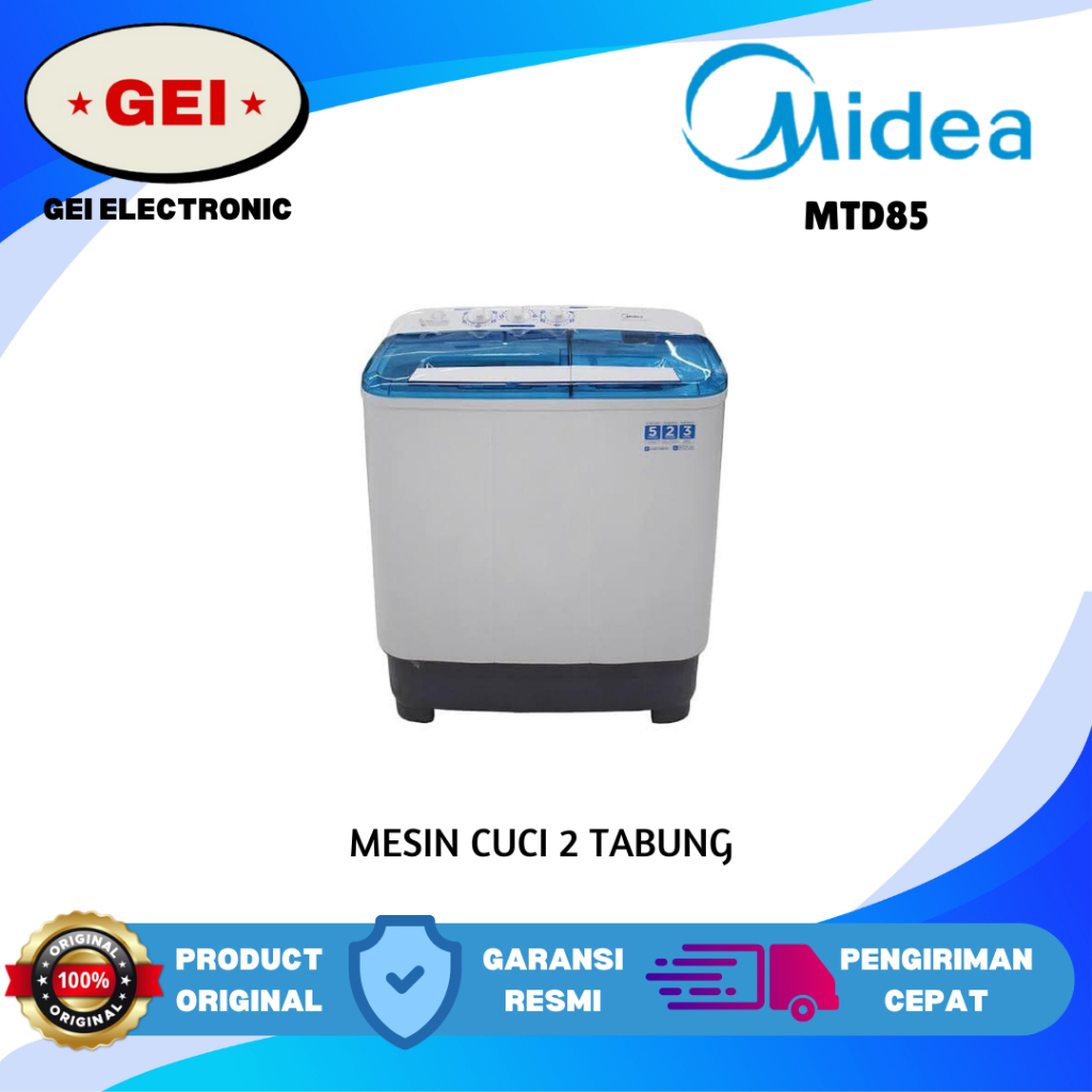 MESIN CUCI 2 TABUNG MIDEA MTD85  ORIGINAL MTD 85