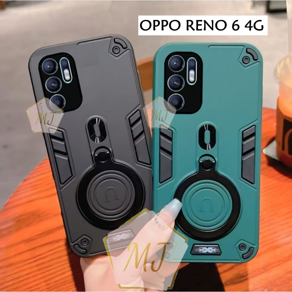 Casing Hp Oppo Reno 6 4G Case Robot Fiber Ring 360 Ring Case Pro Camera Cover Handphone