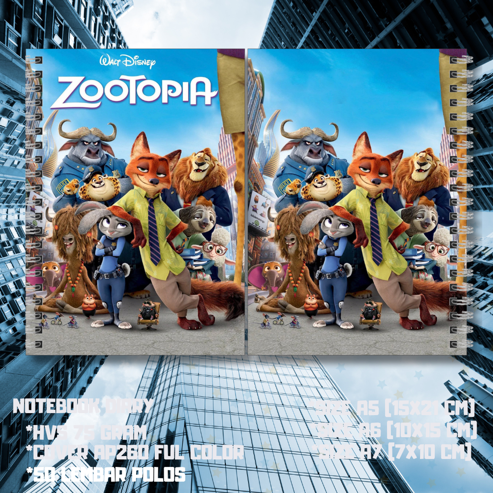 Notebook Zootopia/Note Book Custum/Buku Catatan
