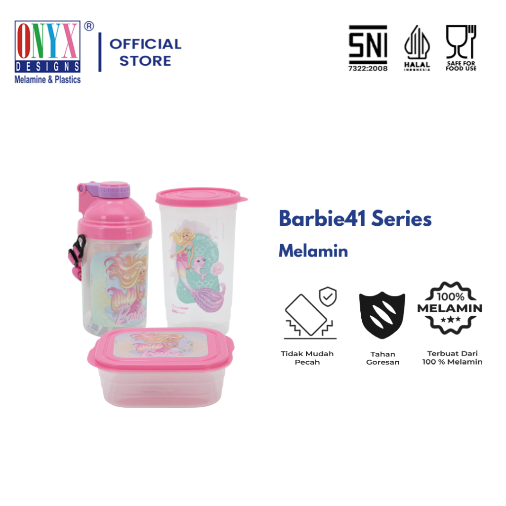 Onyx Seiv, Paket Set Kotak Bekal dan Botol Minum Anak: Plastik, BPA Free, Barbie