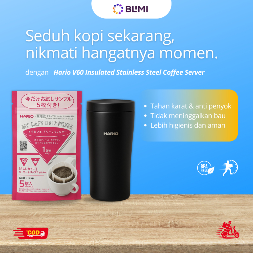 Hario V60 Insulated Stainless Steel Coffee Server (Termos Server Kopi)