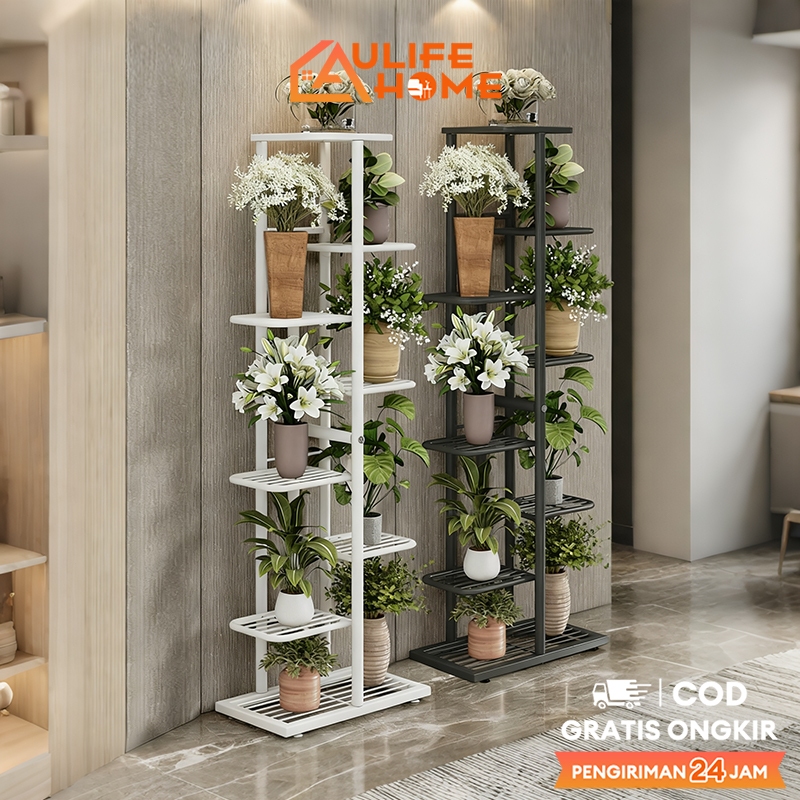 Rak Bunga Besi Rak Pot Bunga Rak Susun Penyimpanan Pot Bunga Besi Standing Pot Susun 3/6/8