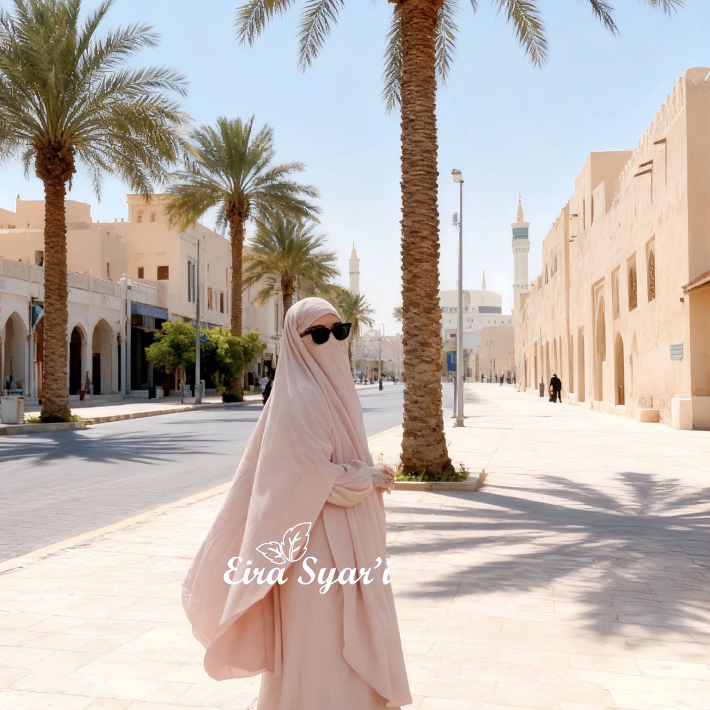 Mina Set Abaya Coksu + French Khimar Semi Instan Anti UV Original