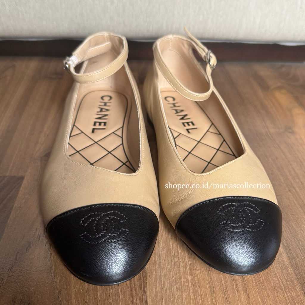 PRELOVED Chanel Ballerina Flats with Ankle Strap Lambskin AUTHENTIC Beli di Plaza Indonesia