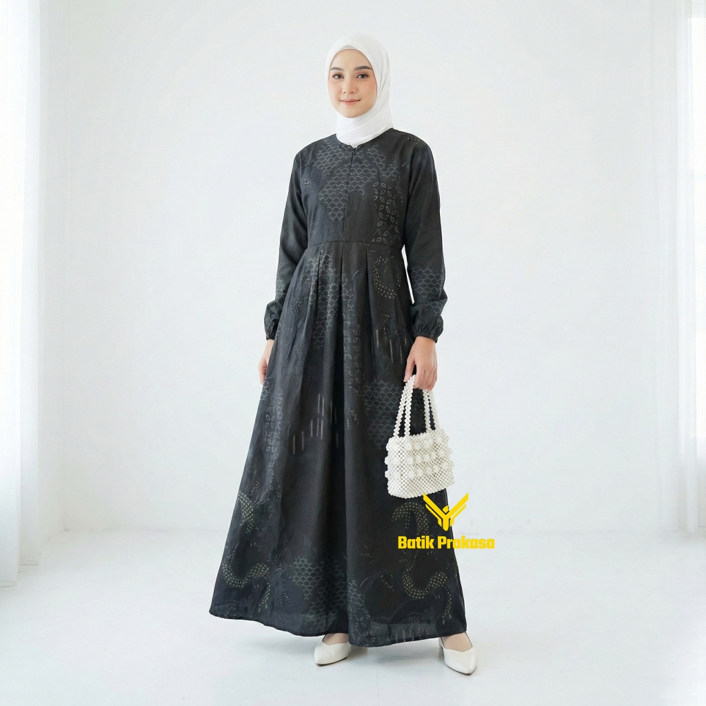 Prakasa Gamis Wanita Motif 1074 Majapahit Jayeng Batik Katun Premium Gaun Panjang Mewah Casual Forma