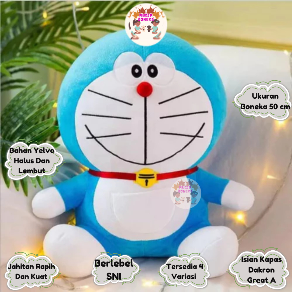 Boneka Doraemon Senyum & Mulut Manyun & Mulut Ketawa & Mulut Melet Ukuran Tiggi 50 CM