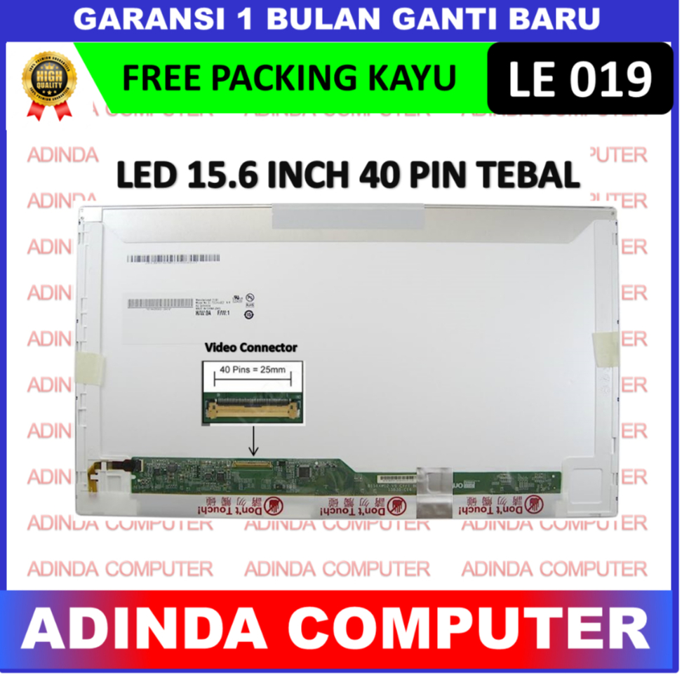 LCD LED 15.6 15 Inch 40 Pin 40pin HD Tebal No Bracket Kuping Baut