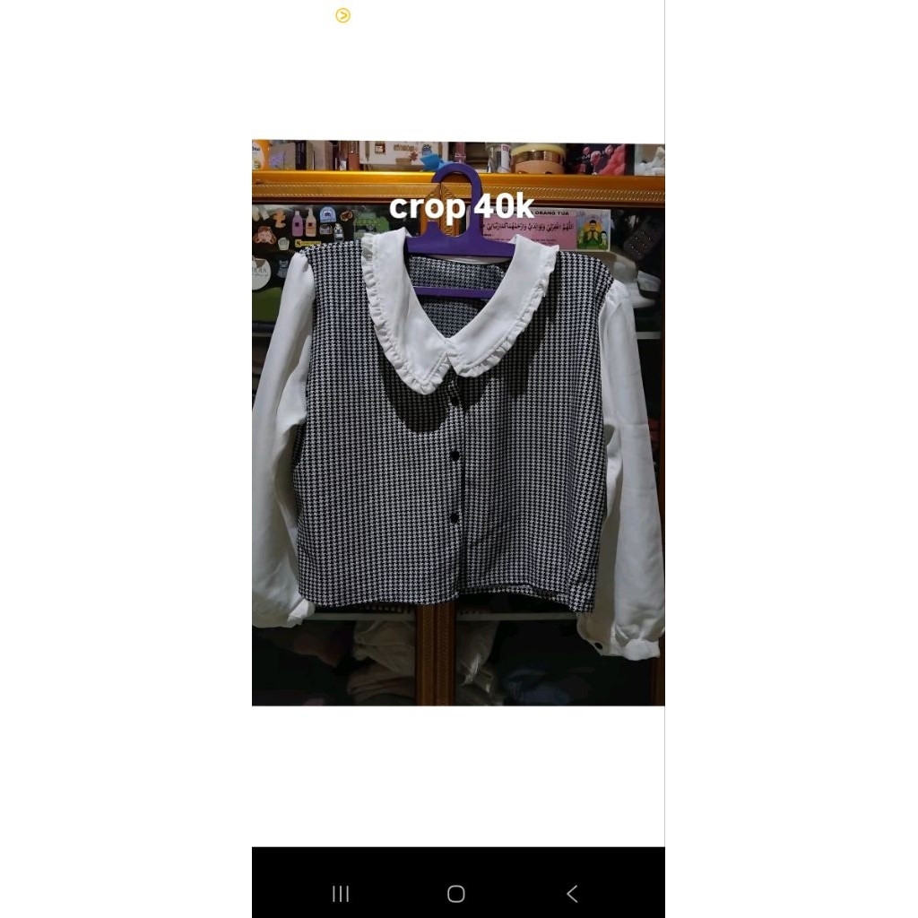 atasan wanita crop lengan panjang