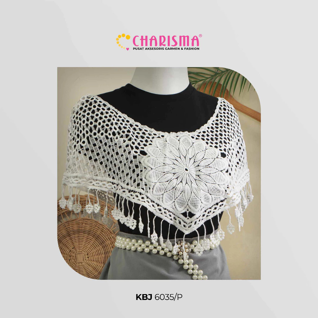 Charisma Rompi Rajut Putih KBJ 6035 - Rompi Crop Wanita / Outer Rajut Wanita