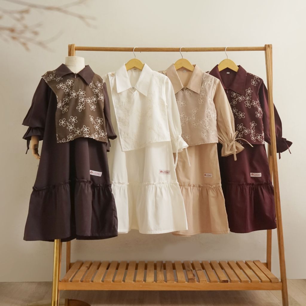 Littleil- Shanaya Dress/Gamis couple ibu dan anak/Dress couple raya series anak dan mommy/Gamis anak