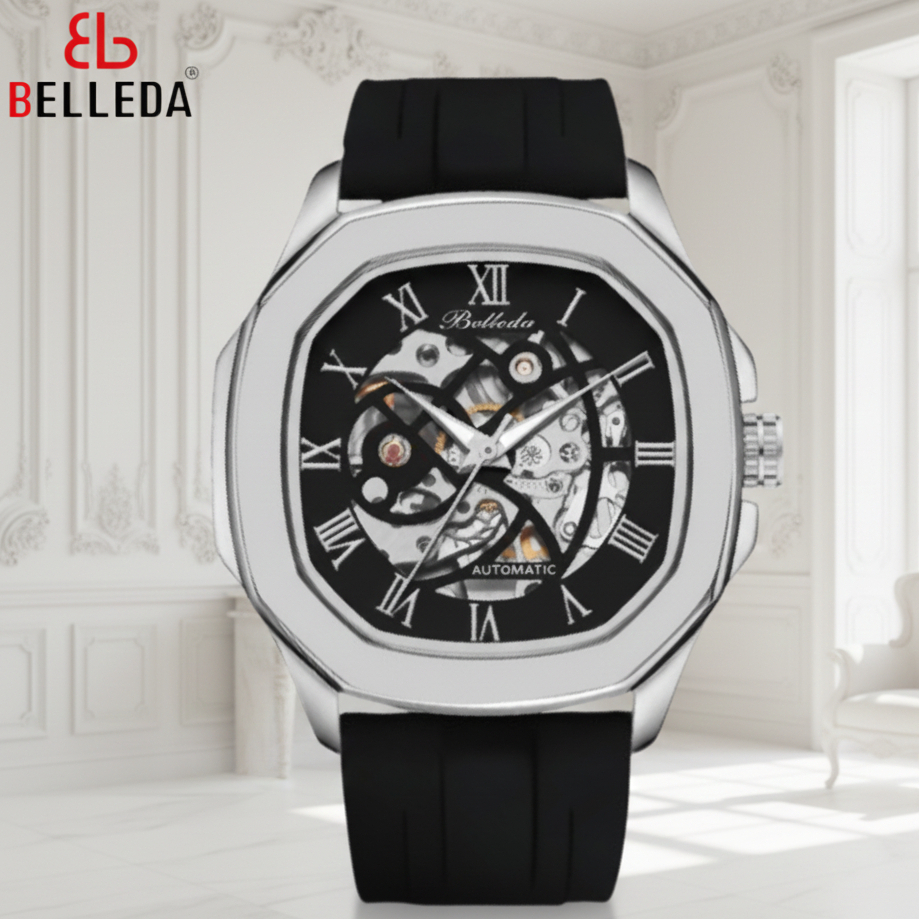 Jam Tangan Pria Wanita Belleda 9484 Rubber Strap Automatic Mekanik Anti Air 3 Atm Watches