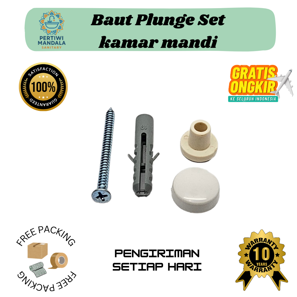 TERLARIS Bauat plunge set wastafel kamar mandi TA2SV2 - Anti patah dan mudah di pasang, Kit Sekrup P