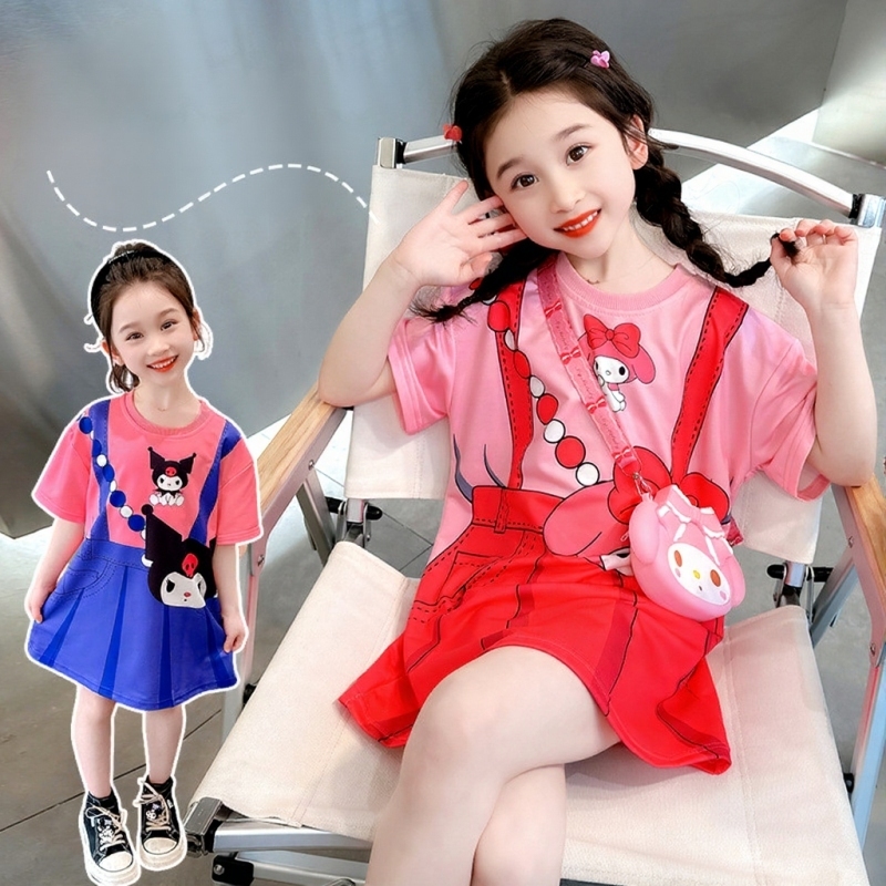 Dress Sanrio Karatek Kuromi Melody Anak Perempuan Dress Kuromi Dress Melody Baju Dress Anak KUROMI M