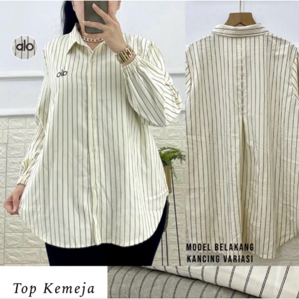 KEMEJA WANITA OVERSIZE PREMIUM / KEMEJA SALUR SUEDE PREMIUM / KEMEJA STRIPE OOTD / KEMEJA KERJA / KE