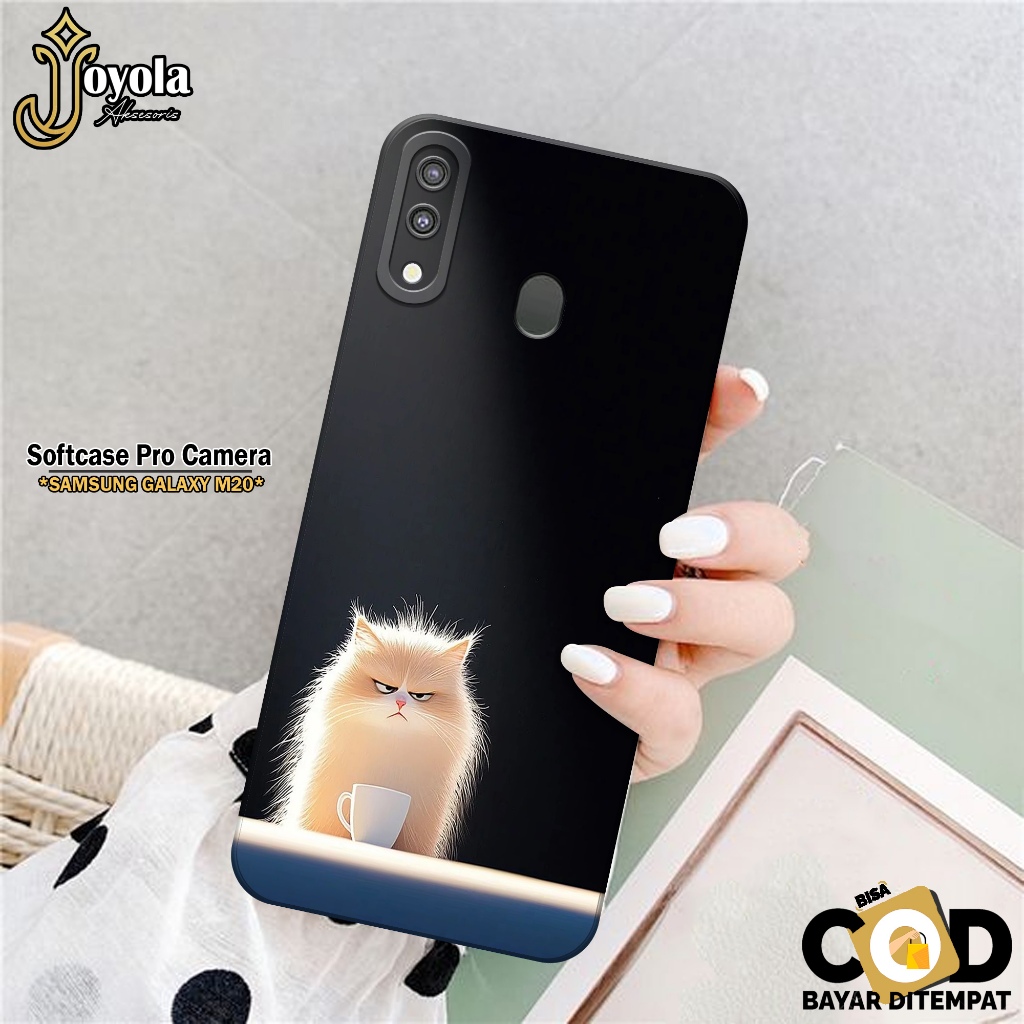 JOYOLA Case Samsung Galaxy M20 - Fahion Case Kucing - Softcase Samsung Galaxy M20 - Pro Camera - Cas