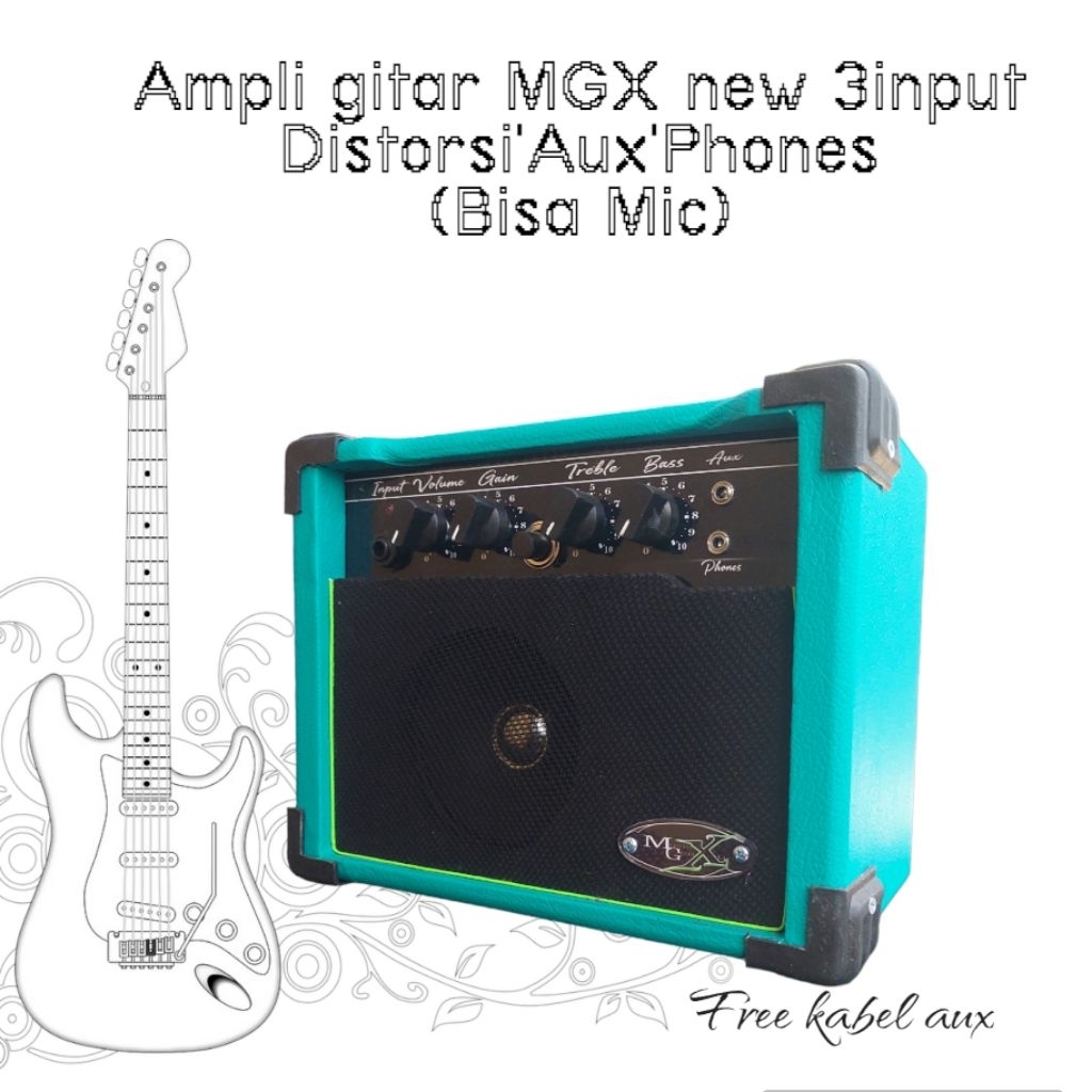 Ampli gitar MGX new sudah distorsi/aux/headphone bonus kabel aux