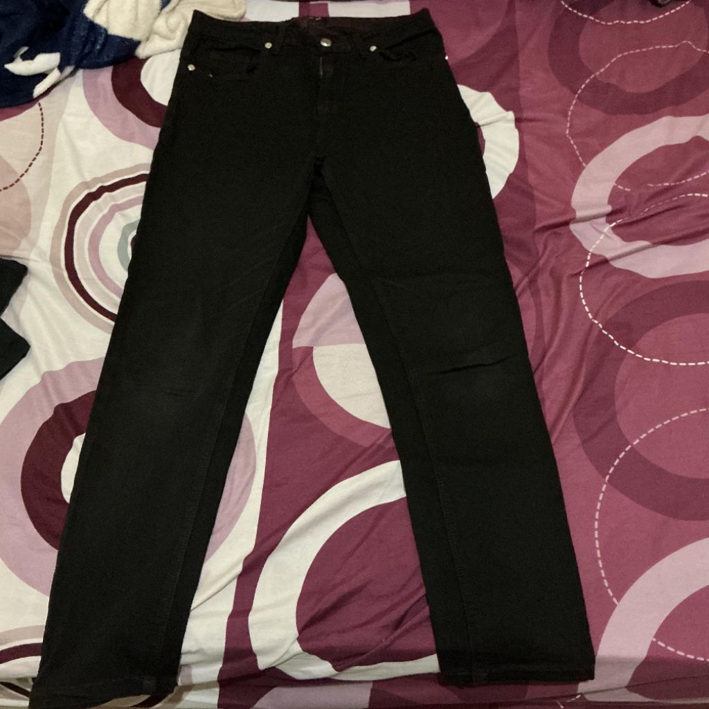 JEANS HIGH WAIST BLACK HITAM COLORBOX PRELOVED