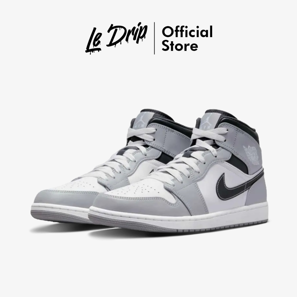 Nike Air Jordan 1 Mid Light Smoke Grey Anthracite White Grey Black Authentic