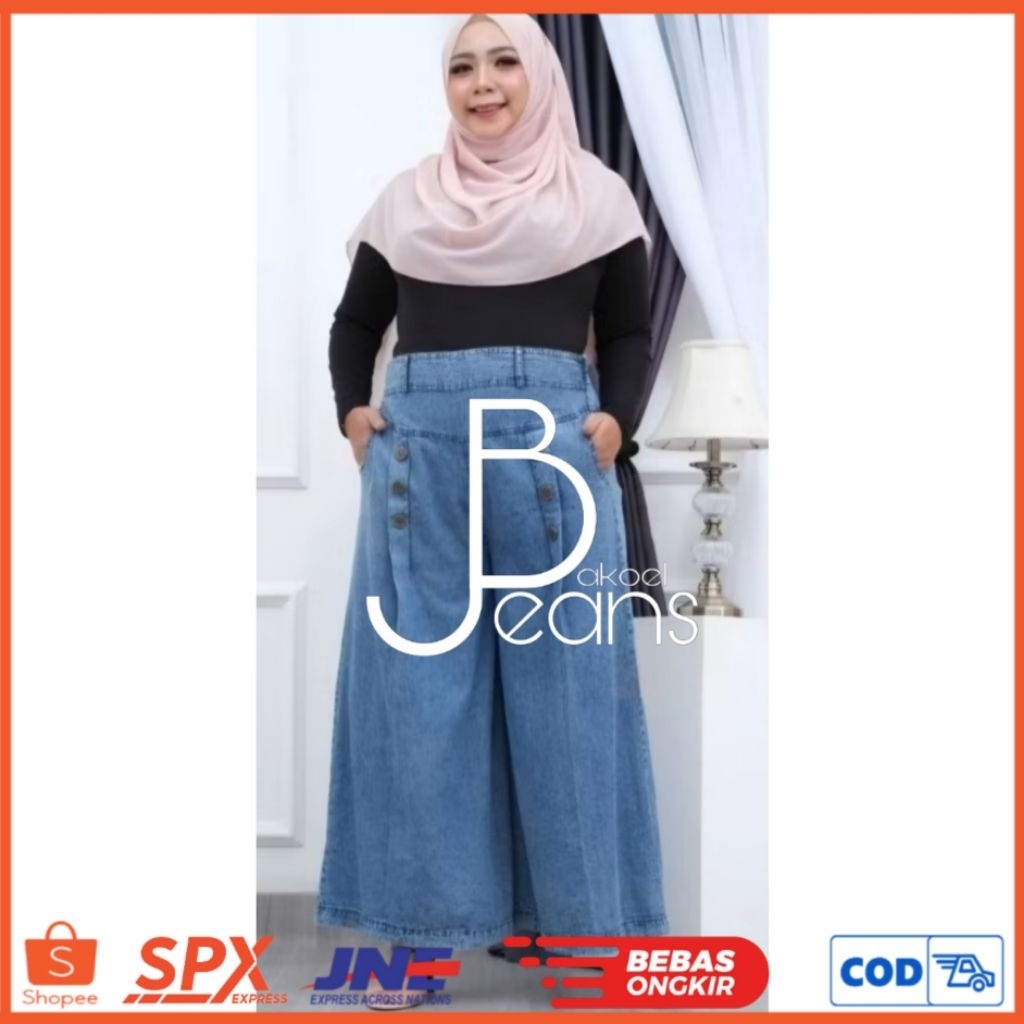 Kulot Payung Jeans Premium Dengan Variasi Kancing