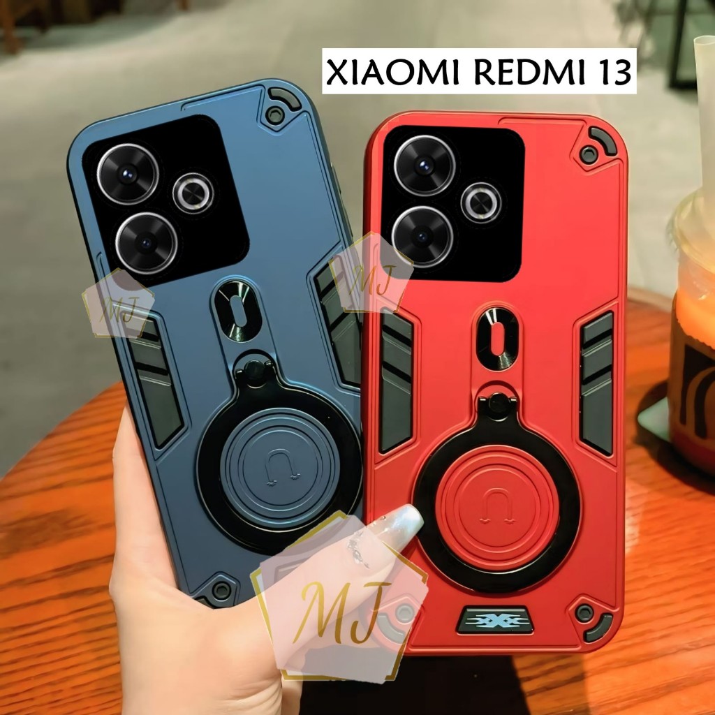 Casing Hp Xiaomi Redmi 13 Case Robot Fiber Ring 360 Ring Case Pro Camera Cover Handphone