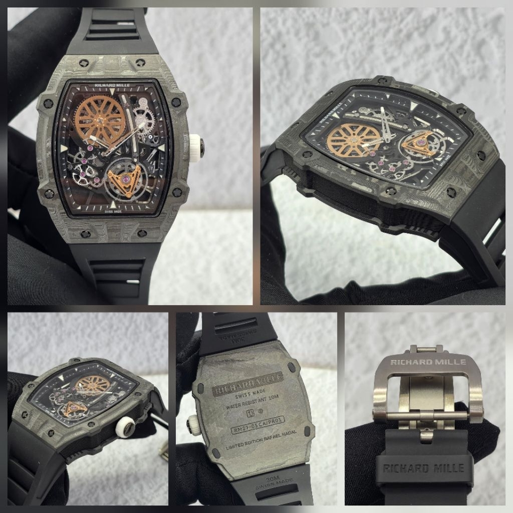 Jam mewah RM automatic 42mm rafael nadal 27-05 carbon swiss ETA